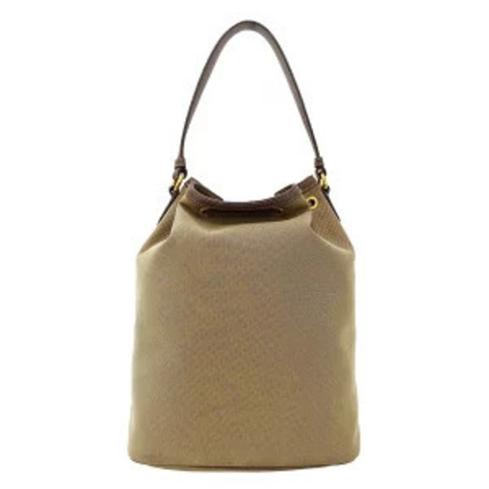 Prada Bag Brown Handheld Canvas Drawstring Logo Handbag Shoulder Jacquard Beige
